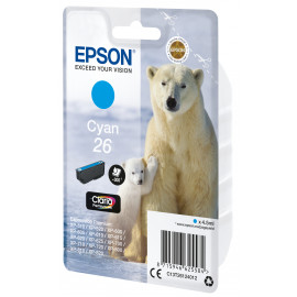 EPSON Singlepack Cyan 26 Claria Premium  26 cartouche encre cyan capacite standard 4.5ml 300 pages 1-pack RF-AM blister