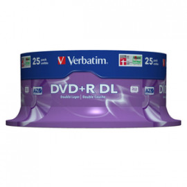 VERBATIM DVD+R DL 8.5 GO 8X 240 MIN (PAR 25, SPINDLE)