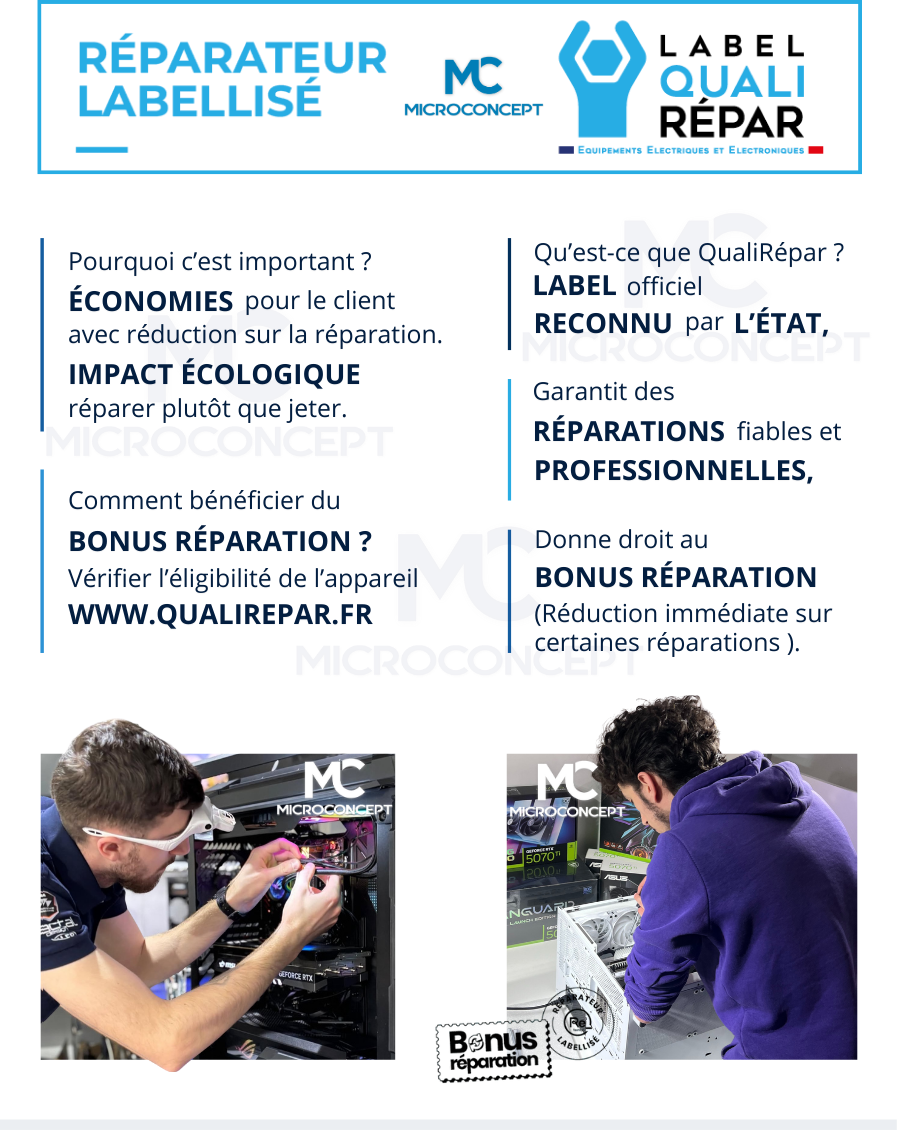 Label Bonus Réparation QualiRépar - Partenaire Microconcept